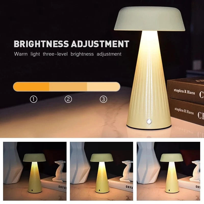 Verthara Rechargeable LED Night Light with Touch Control – Mushroom Design for Bedroom and Bedside Table