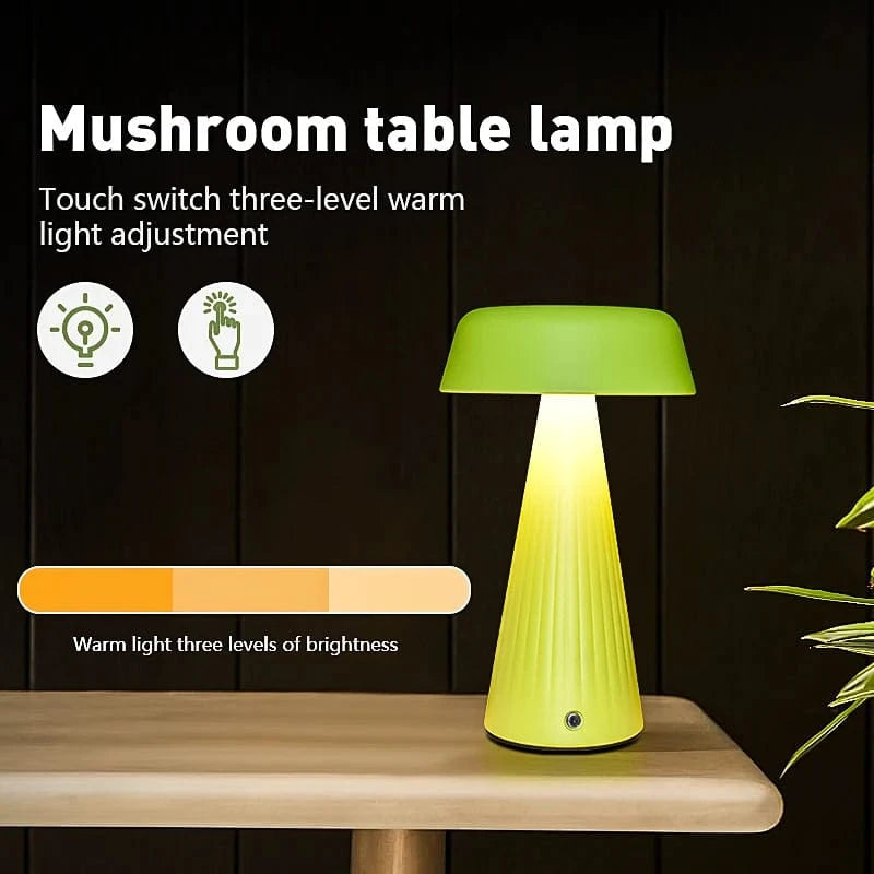 Verthara Rechargeable LED Night Light with Touch Control – Mushroom Design for Bedroom and Bedside Table