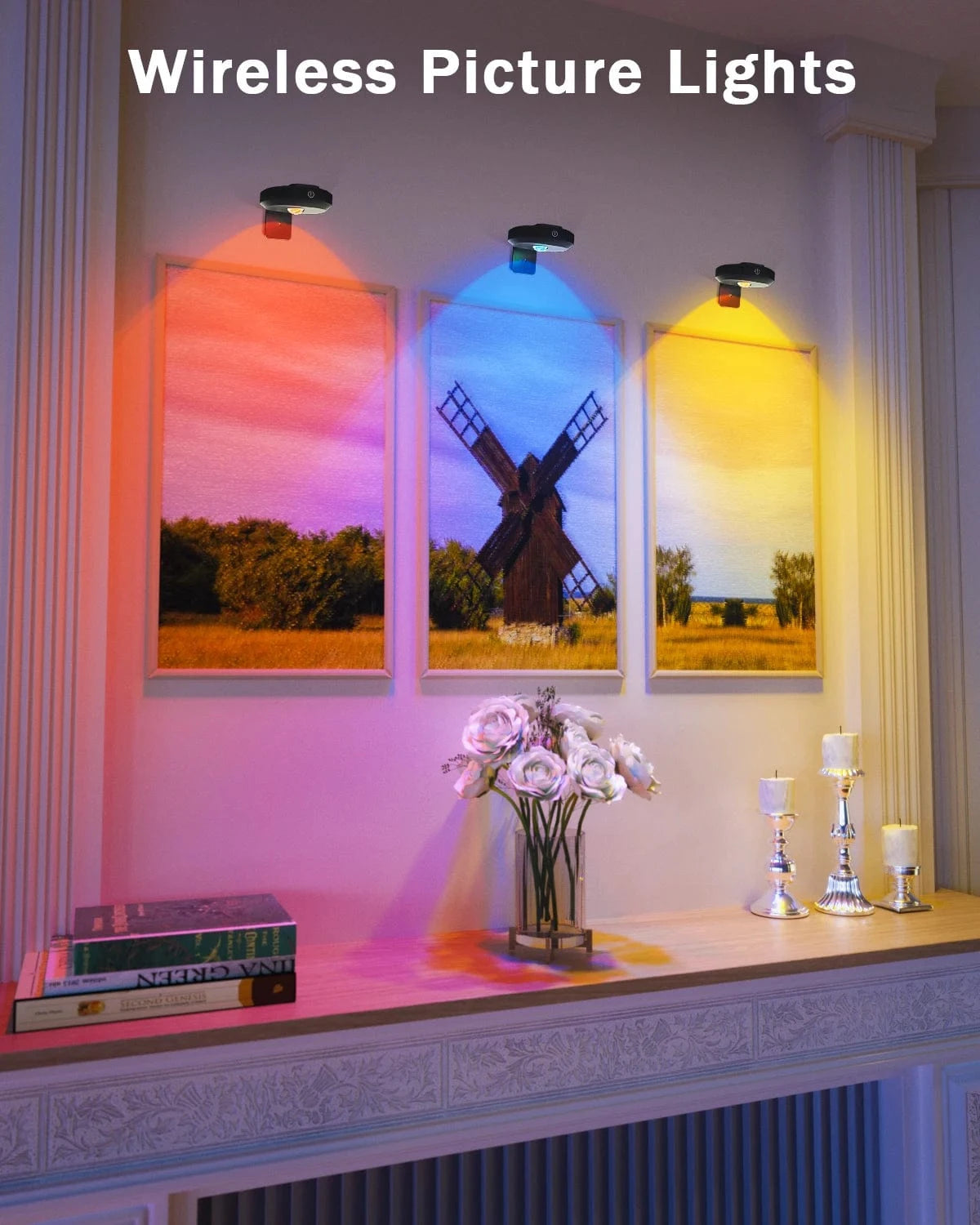 Verthara Rechargeable LED Puck Lights With Magnetic Mount – RGB Colour Temperature - Adjustable Brightness - Indoor Art Lighting - Remote Control