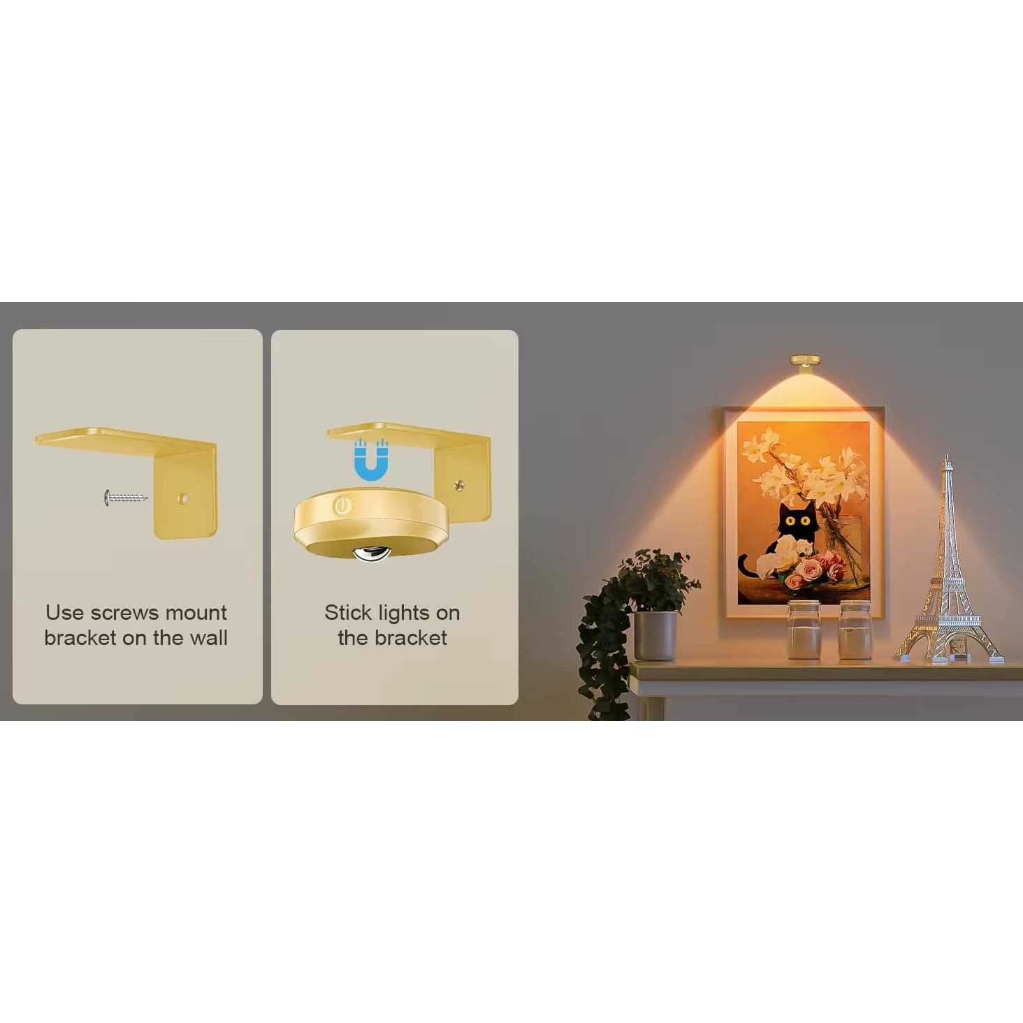 Verthara Rechargeable LED Puck Lights With Magnetic Mount – RGB Colour Temperature - Adjustable Brightness - Indoor Art Lighting - Remote Control