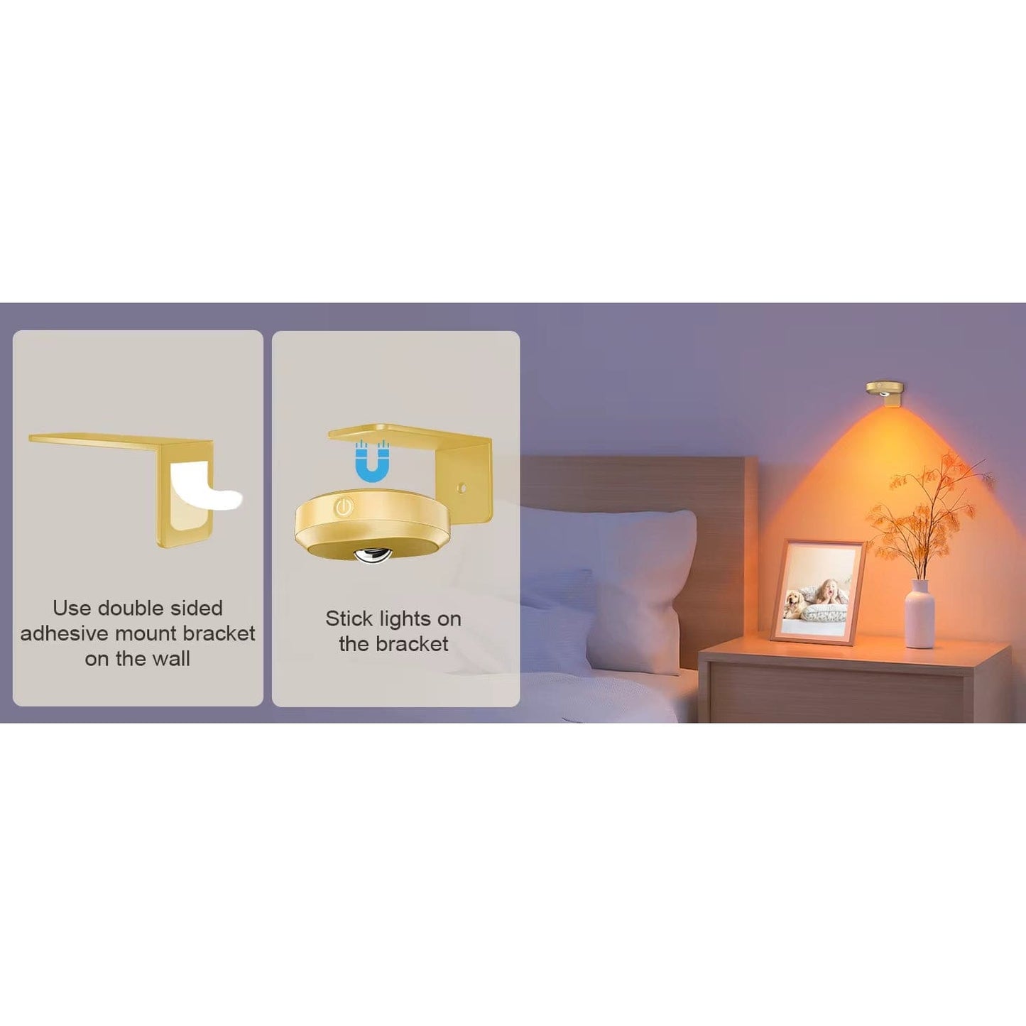 Verthara Rechargeable LED Puck Lights With Magnetic Mount – RGB Colour Temperature - Adjustable Brightness - Indoor Art Lighting - Remote Control