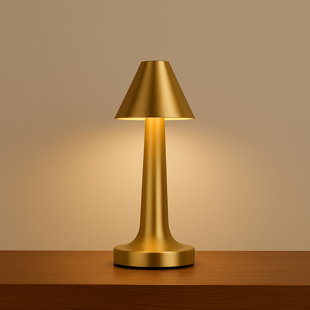 Verthara Rechargeable LED Table Lamp – Cordless - Touch Dimming - Modern Design - 3 Colour Temperatures - Portable For Indoor/Outdoor Use Cone