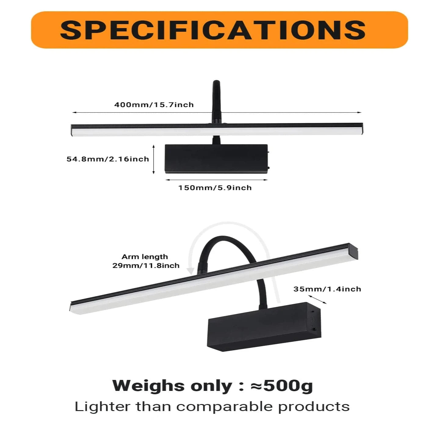 Verthara Rechargeable LED Wall Lamp