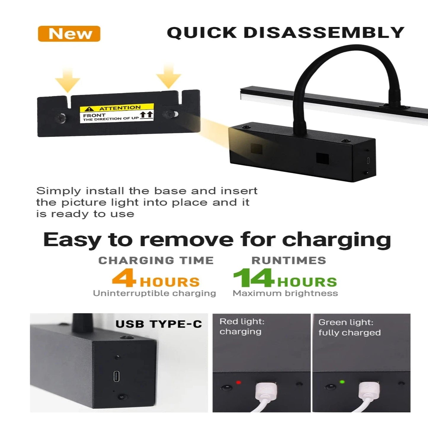 Verthara Rechargeable LED Wall Lamp