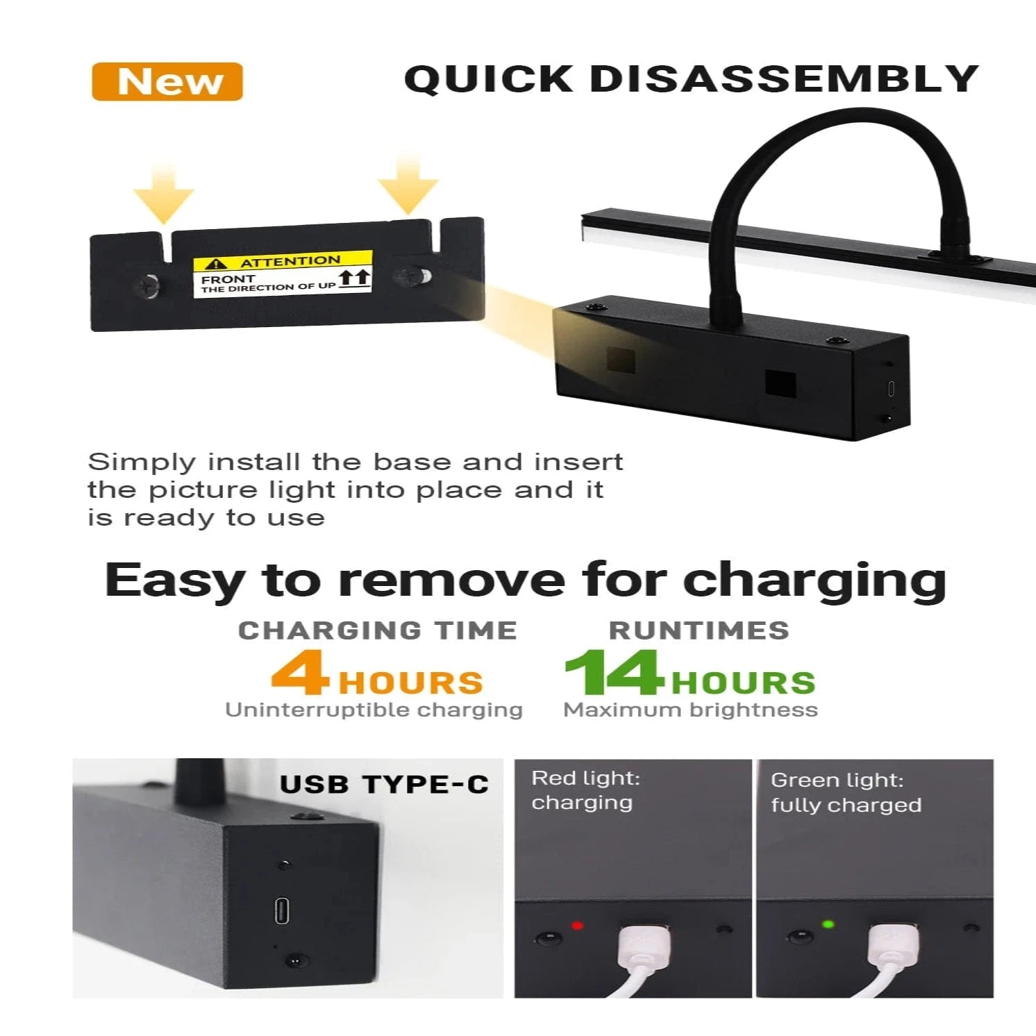 Verthara Rechargeable LED Wall Lamp