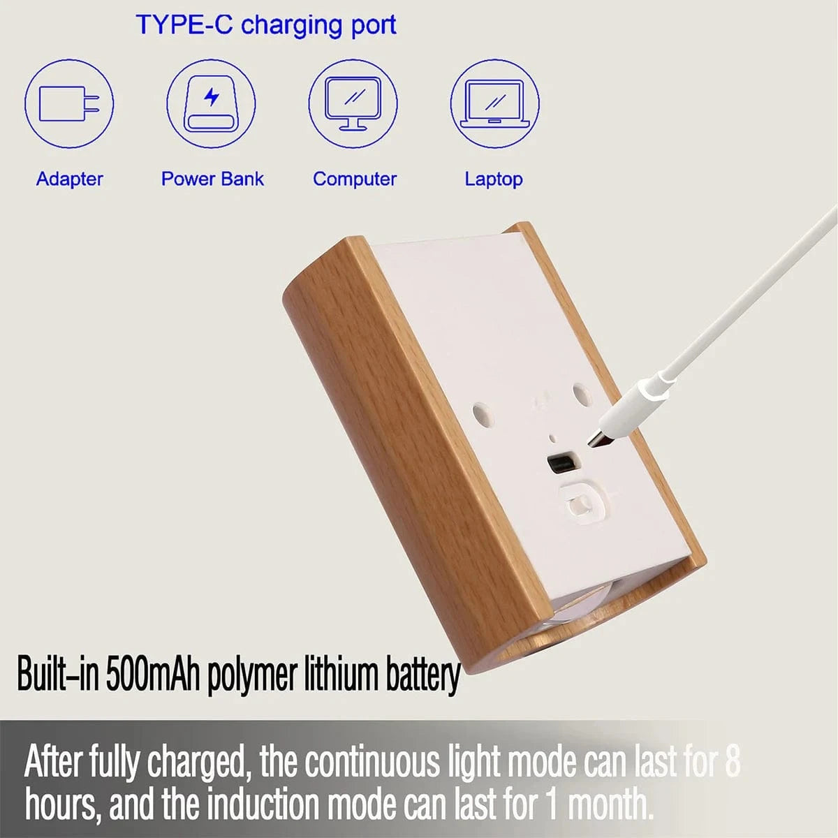 Verthara Rechargeable LED Wall Light With Magnetic Mount – Intelligent Induction - Warm White - Motion Sensor - Adjustable Direction - Indoor Use Default