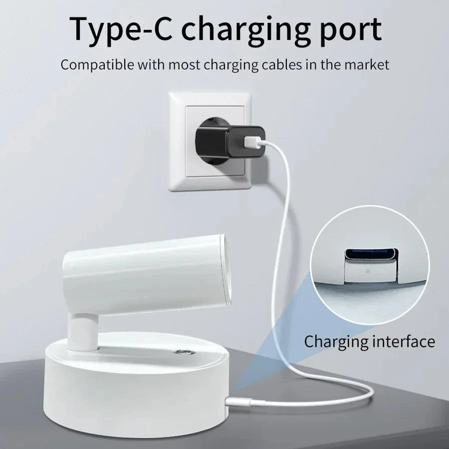 Verthara Rechargeable LED Wall Light With Magnetic Mount – Touch Control - 360° Rotation - Three-Colour Adjustable - Compact Design