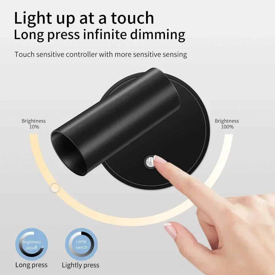 Verthara Rechargeable LED Wall Light With Magnetic Mount – Touch Control - 360° Rotation - Three-Colour Adjustable - Compact Design