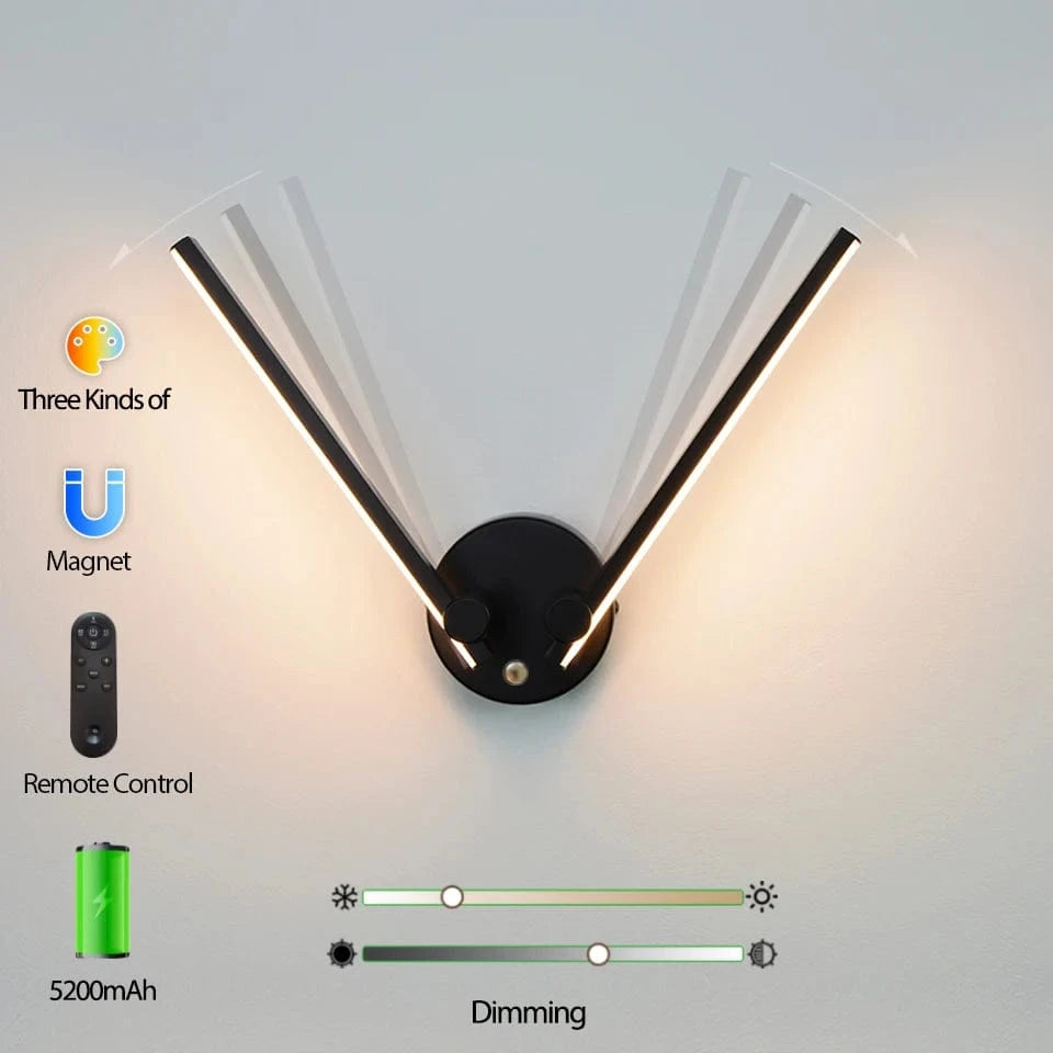 Verthara Rechargeable LED Wall Light with Remote Control – 7W Energy Efficient Outdoor Wall Sconce, Magnetic Mount, 5200mAh Battery