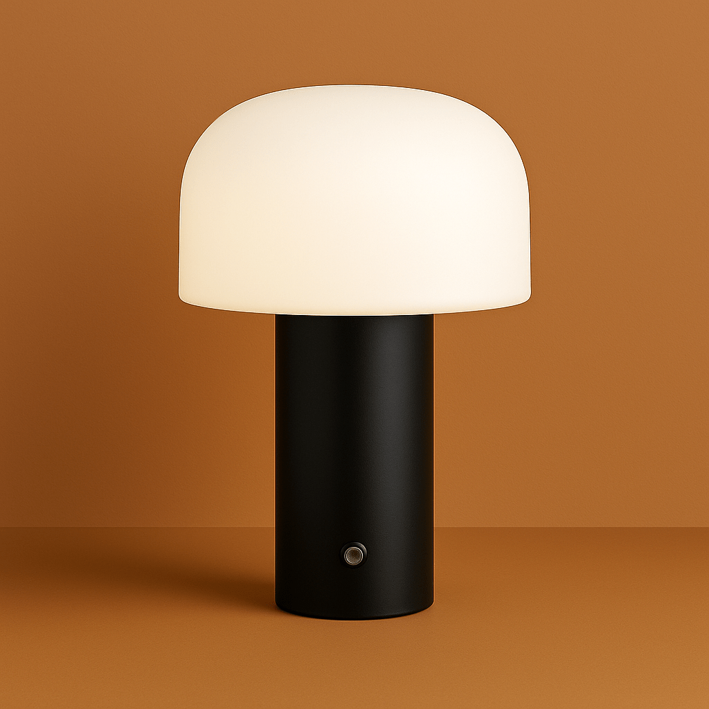 Verthara Rechargeable Mushroom LED Table Lamp Black
