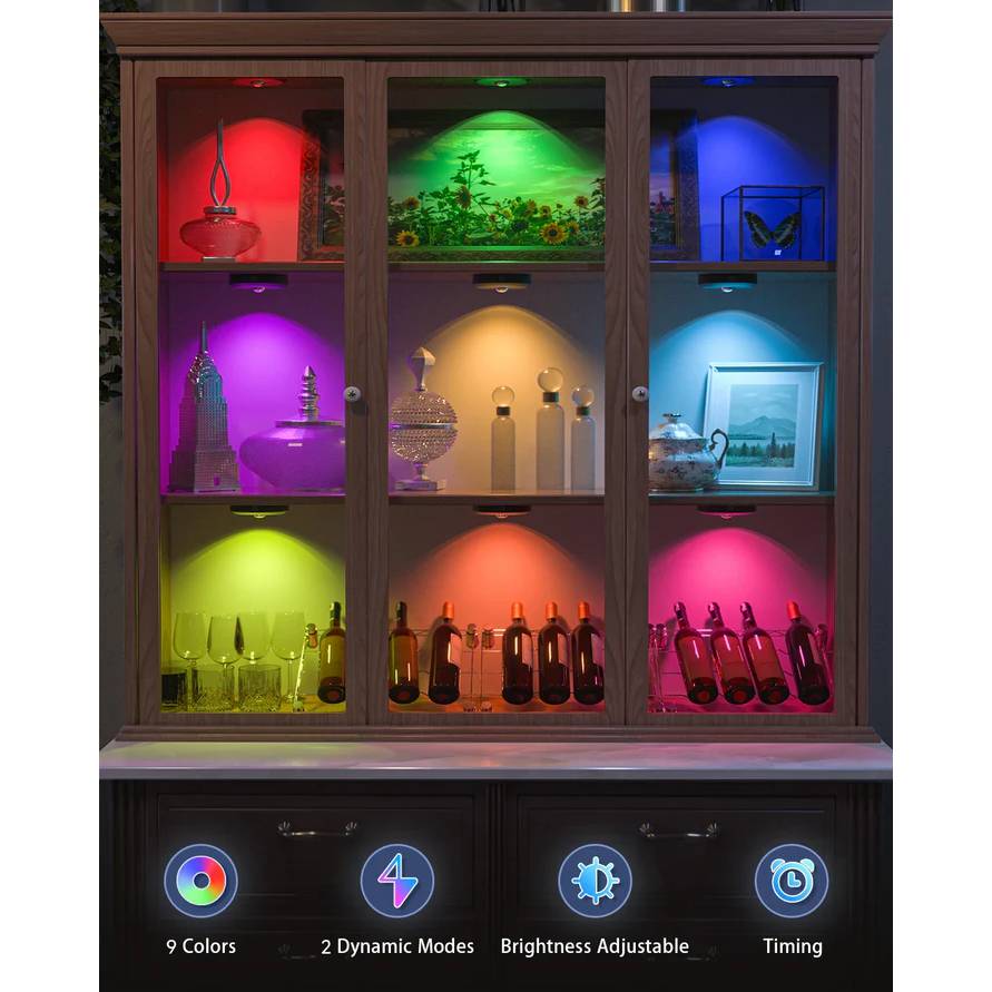 Verthara Rechargeable Puck Lights with Remote Control – Adjustable Color Temperature, Timer, and Magnetic Design for Wall and Cabinet Lighting