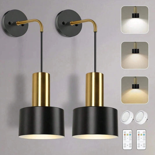 Verthara Remote Control Wall Lamp Black / 2 PCS