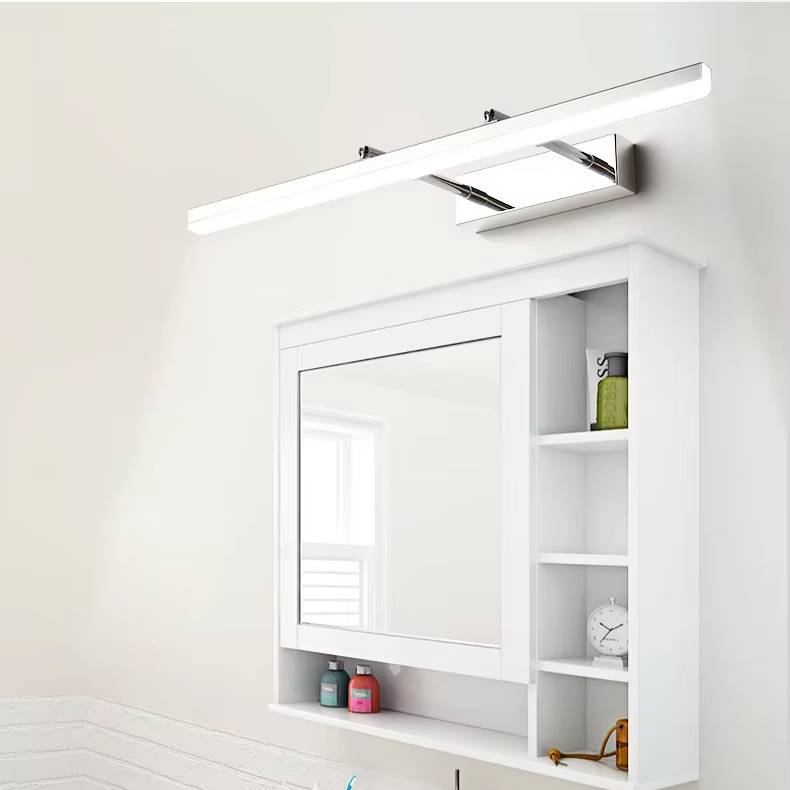 Verthara Retractable LED Bathroom Mirror Light – Waterproof Anti-Fog Sconce Lamp for Modern Vanity Use, Adjustable Length 40/50cm Three Color Light / Silver / 9W 40cm