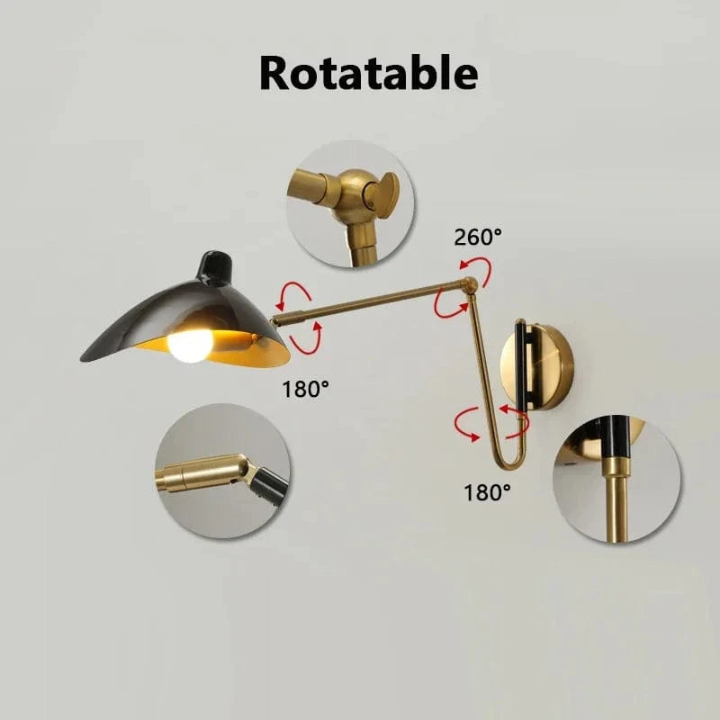 Verthara Retro Industrial Wall Lamp with Matte Finish – E14 Sconce Light for Bedroom Decoration