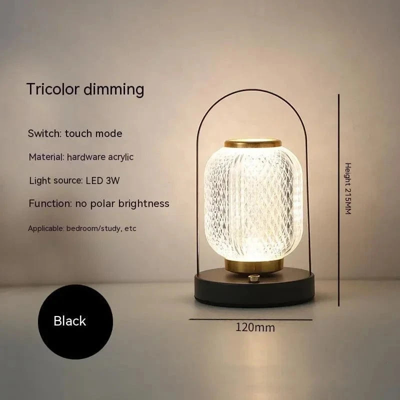 Verthara Retro LED Touch Table Lamp – Rechargeable Cordless Bedside Desk Lamp with Adjustable Brightness and Three Color Temperatures