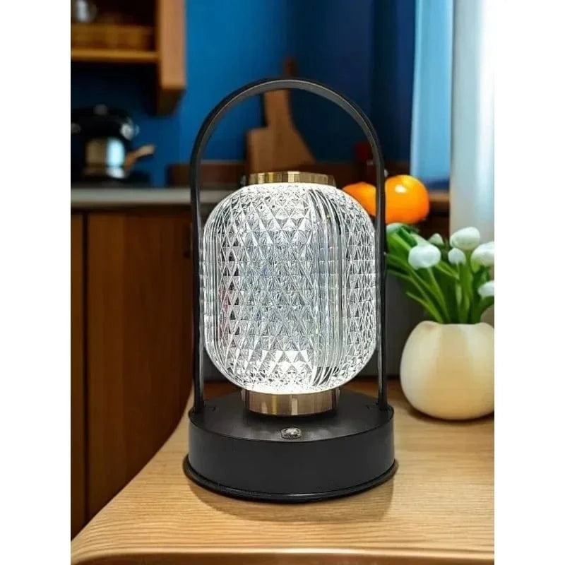 Verthara Retro LED Touch Table Lamp – Rechargeable Cordless Bedside Desk Lamp with Adjustable Brightness and Three Color Temperatures Black