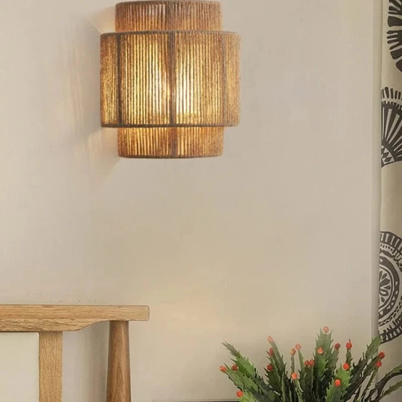 Verthara Retro Rattan Weaving Wall Lamp