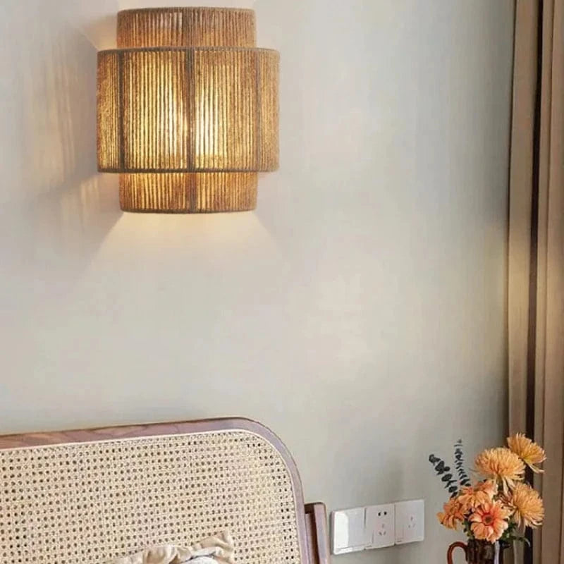 Verthara Retro Rattan Weaving Wall Lamp