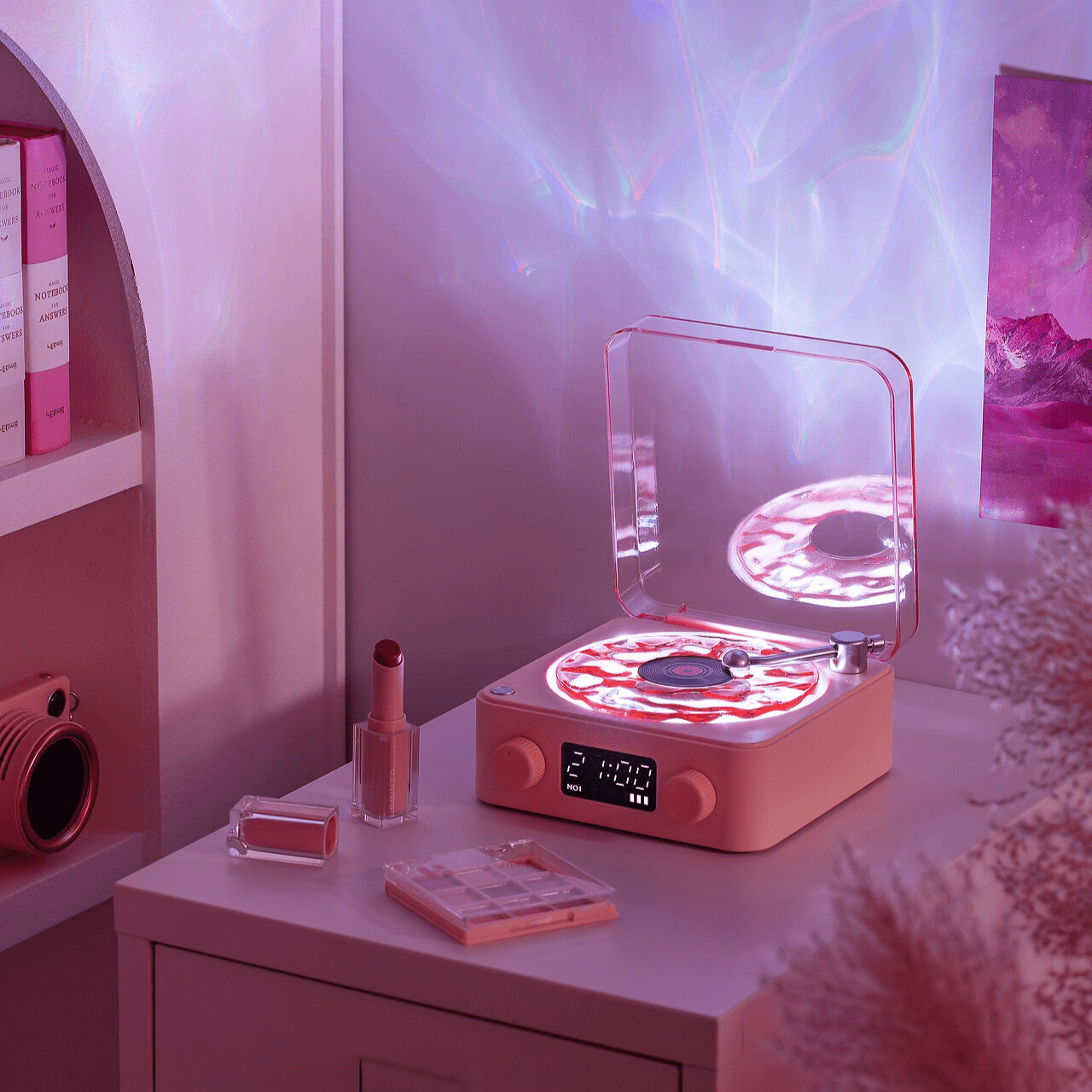 Verthara Retro Vinyl Record Design Night Light Pink