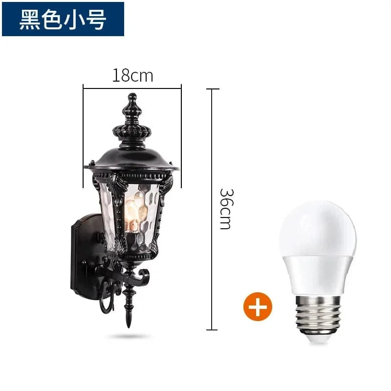 Verthara Retro Waterproof Outdoor Wall Lamp – Black Bronze Exterior Wall Lights for Garden and Porch, E27 Socket