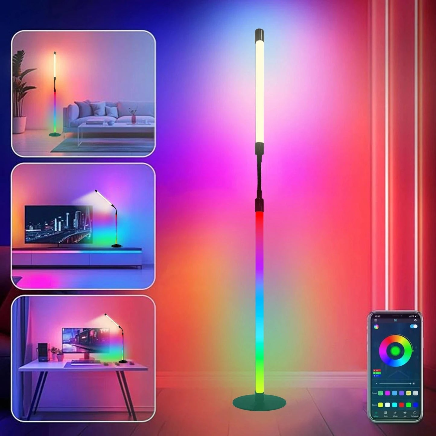 Verthara RGB Color Changing Desk Lamp with Bluetooth Control – Dimmable Warm White and Ambient Lighting for Bedroom or Study