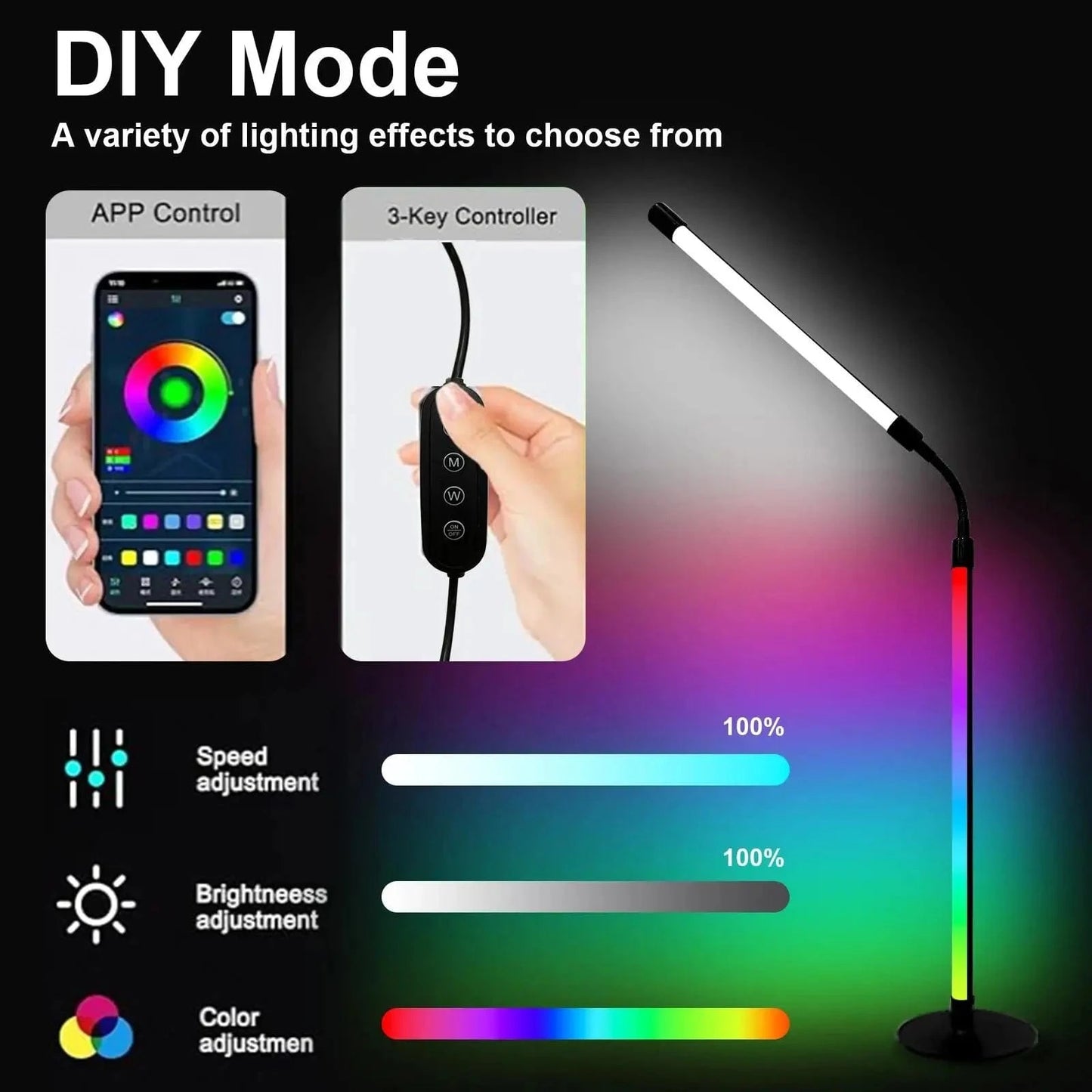 Verthara RGB Color Changing Desk Lamp with Bluetooth Control – Dimmable Warm White and Ambient Lighting for Bedroom or Study