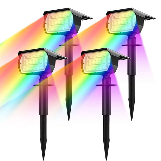 Verthara RGB Solar Landscape Spotlights with 20 LEDs – Waterproof Solar Powered Outdoor Lights for Garden and Patio 4pcs