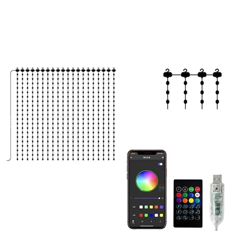 Verthara RGBIC Curtain String Lights APP Bluetooth Control 3M X 3M
