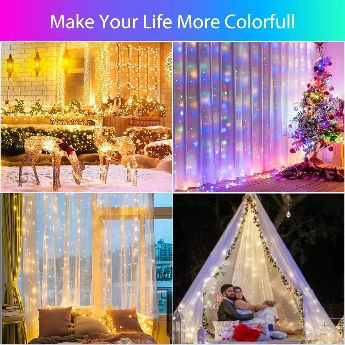 Verthara RGBIC Curtain String Lights APP Bluetooth Control