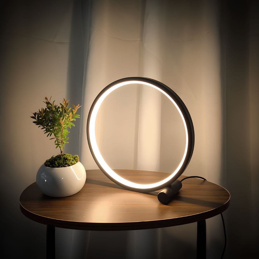 Verthara Ring Design Nightstand Lamp Black / Warm