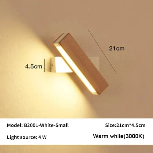 Verthara Rotatable LED Wall Lamp in Solid Wood – Adjustable Wall Sconce for Bedside and Study Lighting