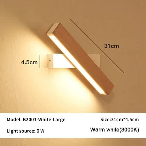 Verthara Rotatable LED Wall Lamp in Solid Wood – Adjustable Wall Sconce for Bedside and Study Lighting