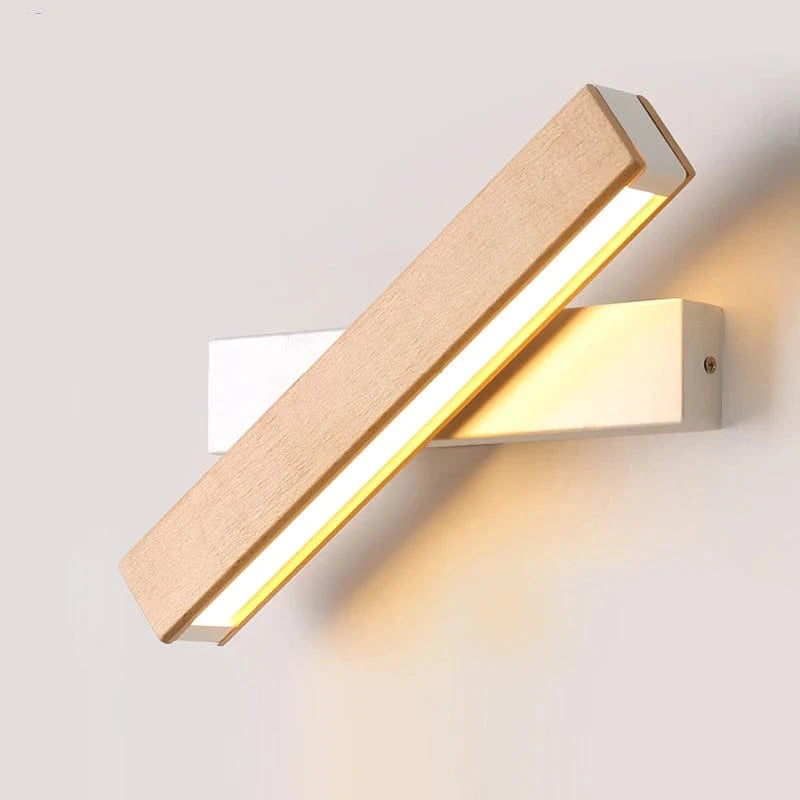 Verthara Rotatable LED Wall Lamp in Solid Wood – Adjustable Wall Sconce for Bedside and Study Lighting White / 21 cm / Warm White