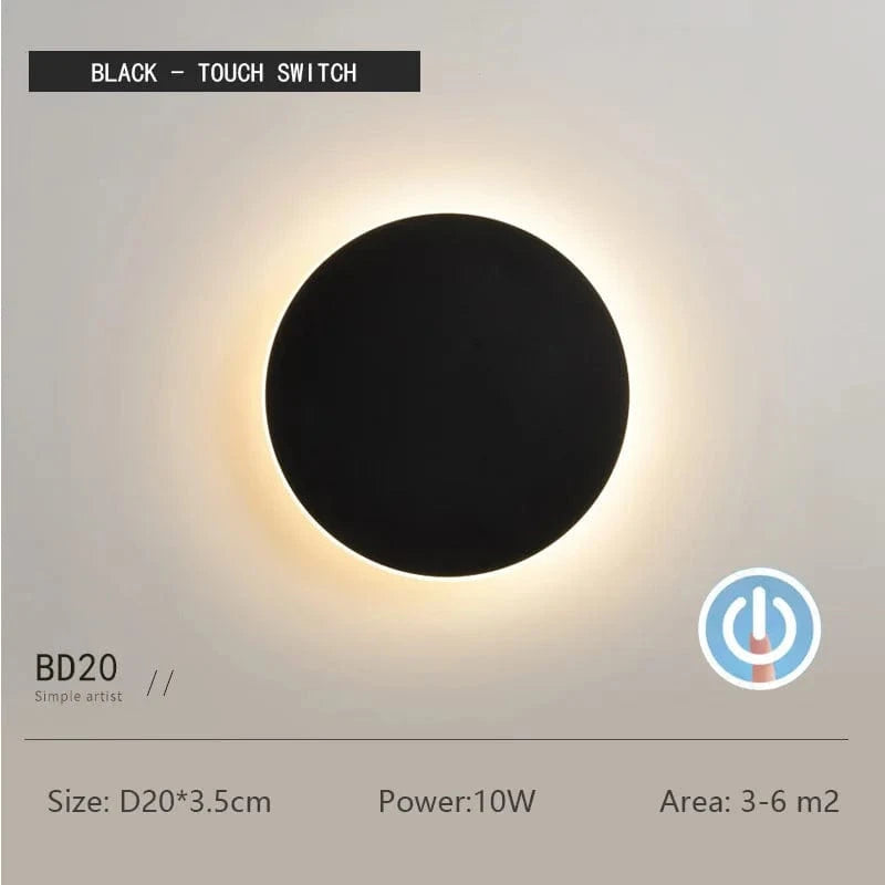 Verthara Round LED Wall Light 20CMblack touch / Warm White (2700-3500K)