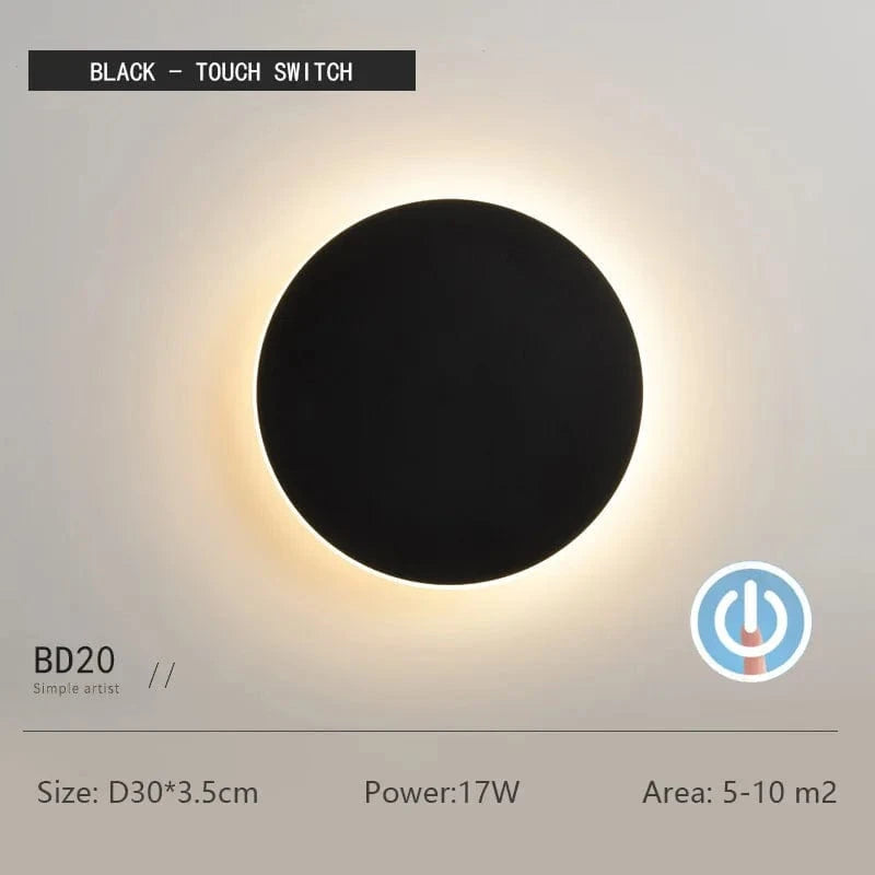 Verthara Round LED Wall Light 30CMblack touch / Warm White (2700-3500K)