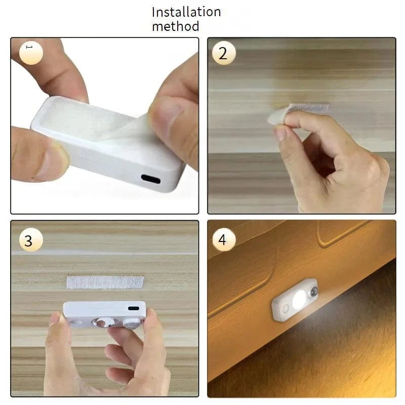 Verthara Smart LED Motion Sensor Night Light - Rechargeable Wireless Indoor Light for Bedroom, Hallway, and Cabinets