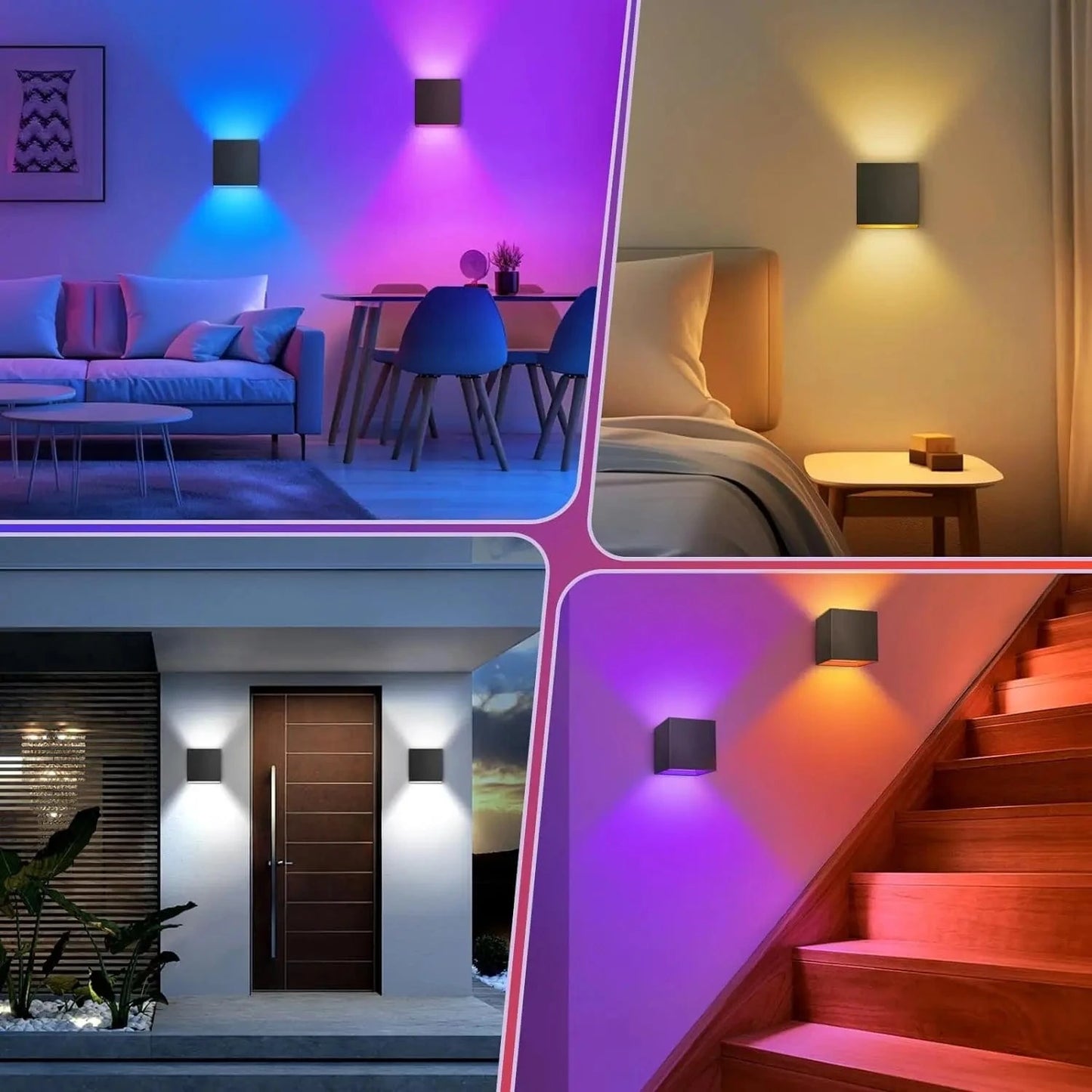 Verthara Smart LED Outdoor Wall Light 2 PCS – Adjustable Up and Down Beam, IP65 Waterproof Modern Exterior Wall Light for Garden and Patio