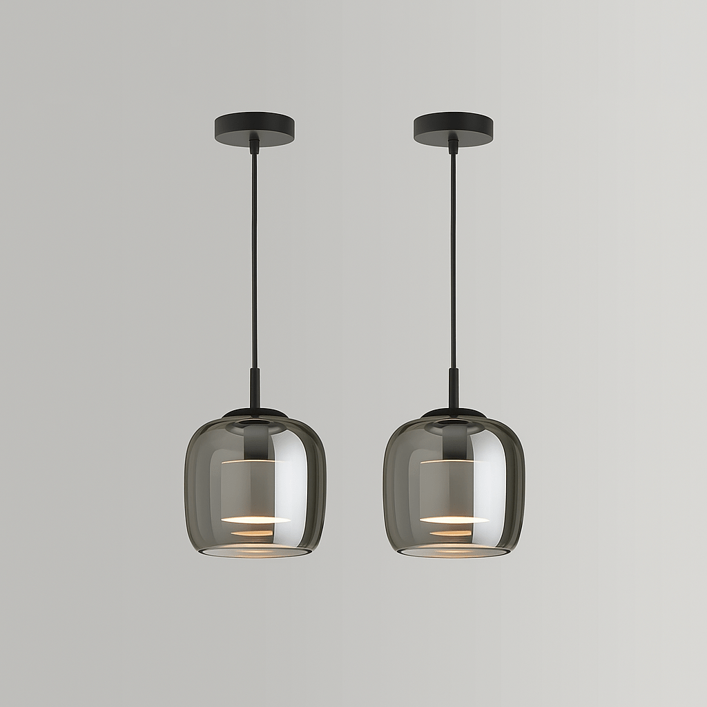 Verthara Smoke Grey Glass Pendant Light 2 pcs / Tricolor