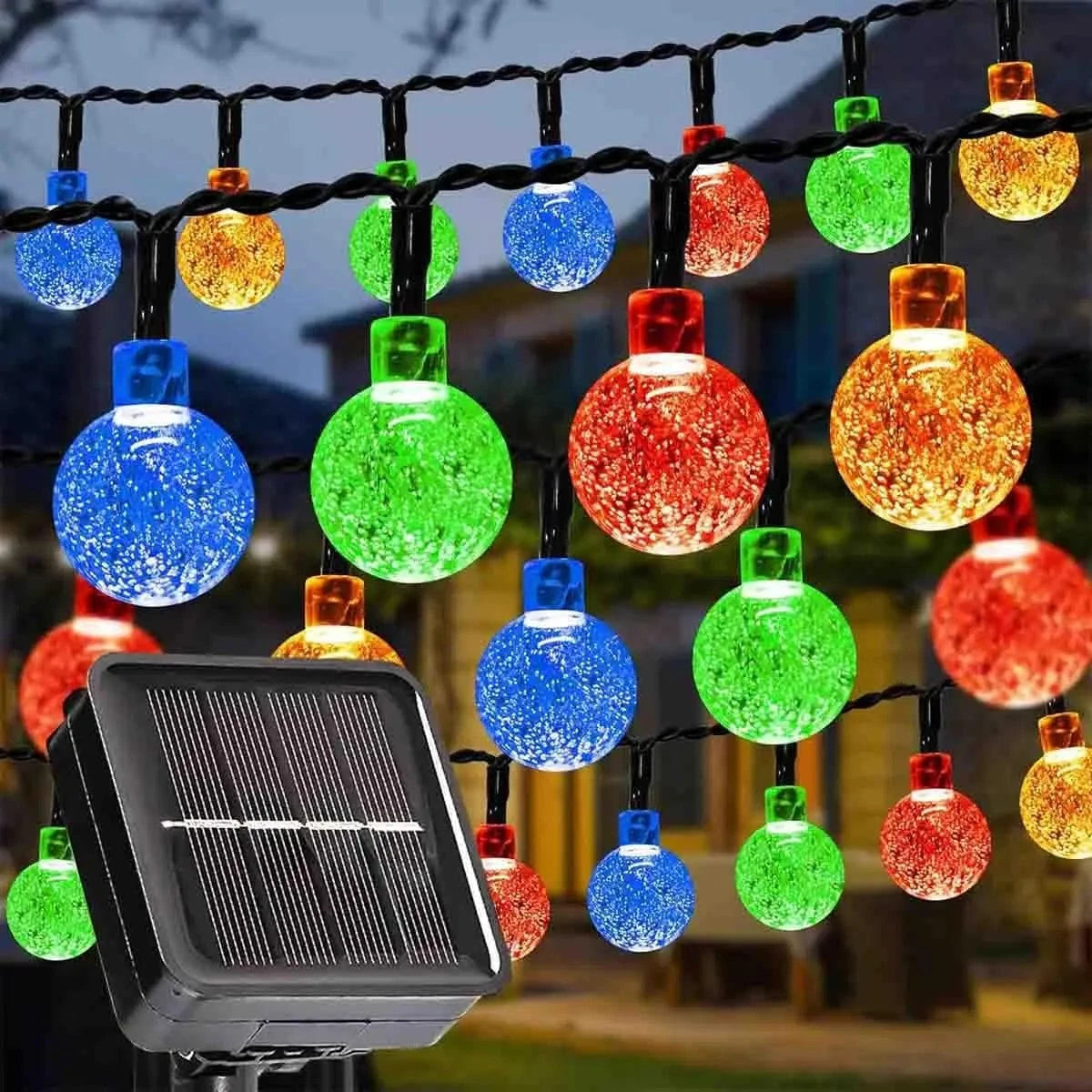 Verthara Solar Fairy Globe String Lights – 20ft, 30 Lights, 8 Functions, IP54 Waterproof for Outdoor Party and Holiday Decorations Multicolor / 13M 100LEDs