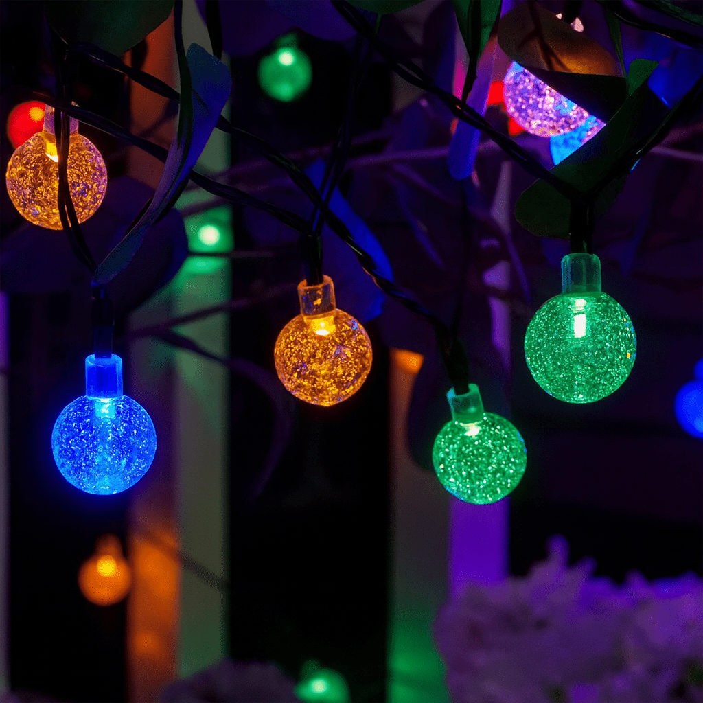 Verthara Solar Fairy Globe String Lights – 20ft, 30 Lights, 8 Functions, IP54 Waterproof for Outdoor Party and Holiday Decorations