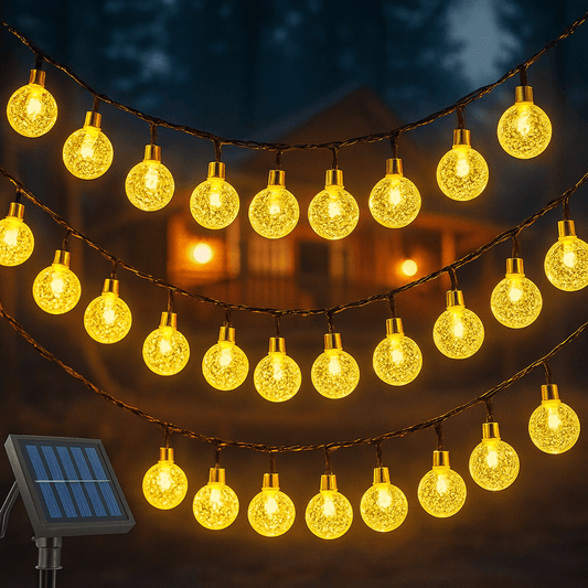 Verthara Solar Fairy Globe String Lights – 20ft, 30 Lights, 8 Functions, IP54 Waterproof for Outdoor Party and Holiday Decorations