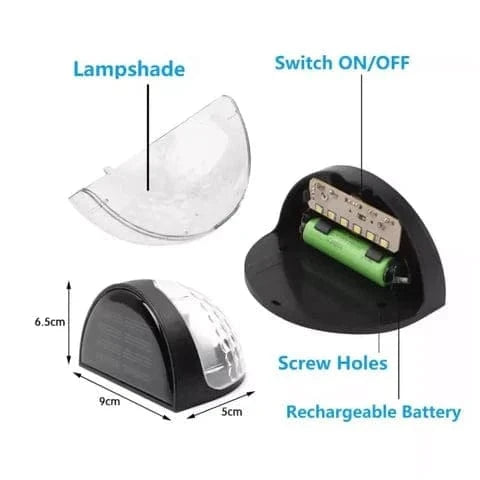 Verthara Solar Fence Light - 6 LED - Auto On/Off with Light Sensor