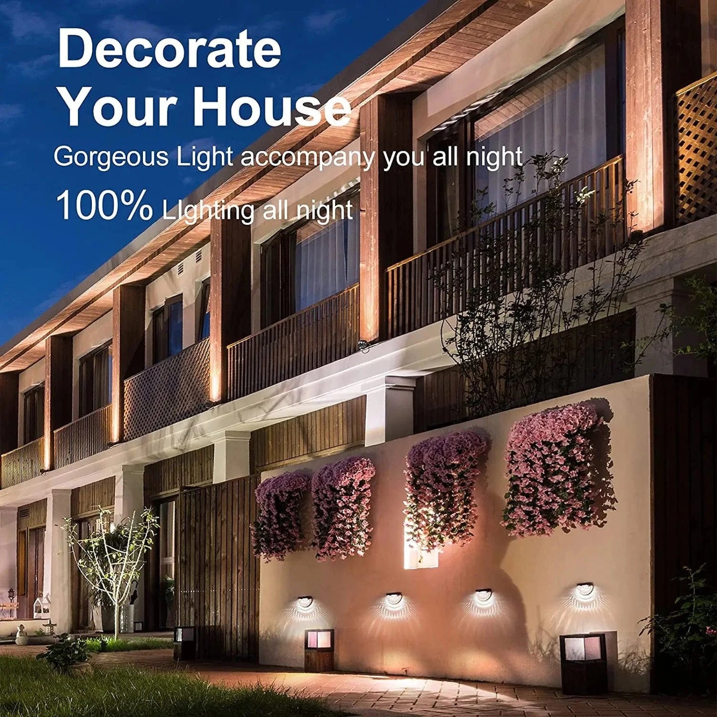 Verthara Solar Fence Light - 6 LED - Auto On/Off with Light Sensor