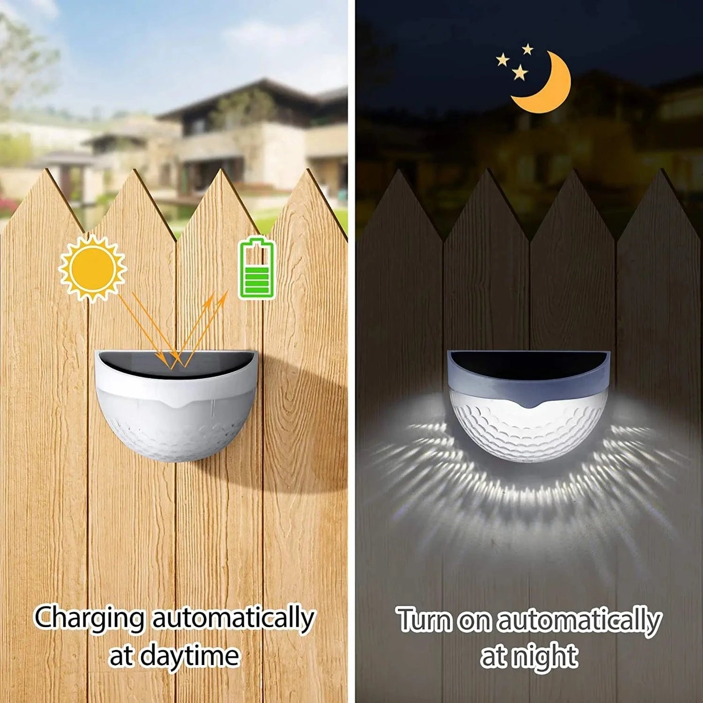 Verthara Solar Fence Light - 6 LED - Auto On/Off with Light Sensor