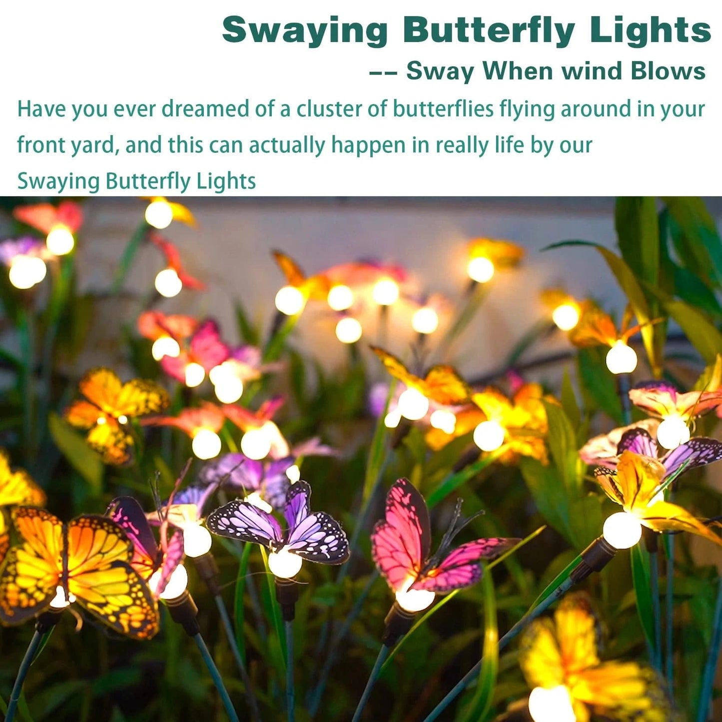 Verthara Solar Garden Light With 8 Modes – Outdoor Decorative Lamp - Durable - Weather Resistant - Unique Butterfly Design