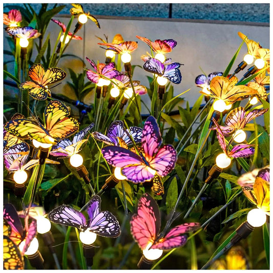 Verthara Solar Garden Light With 8 Modes – Outdoor Decorative Lamp - Durable - Weather Resistant - Unique Butterfly Design 8 LEDs 8 modes / 1 pc