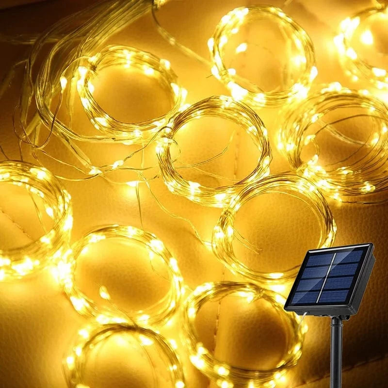 Verthara Solar LED Curtain Light - Copper Wire String Lights