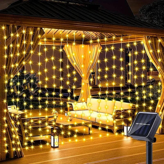 Verthara Solar LED Curtain Light - Copper Wire String Lights