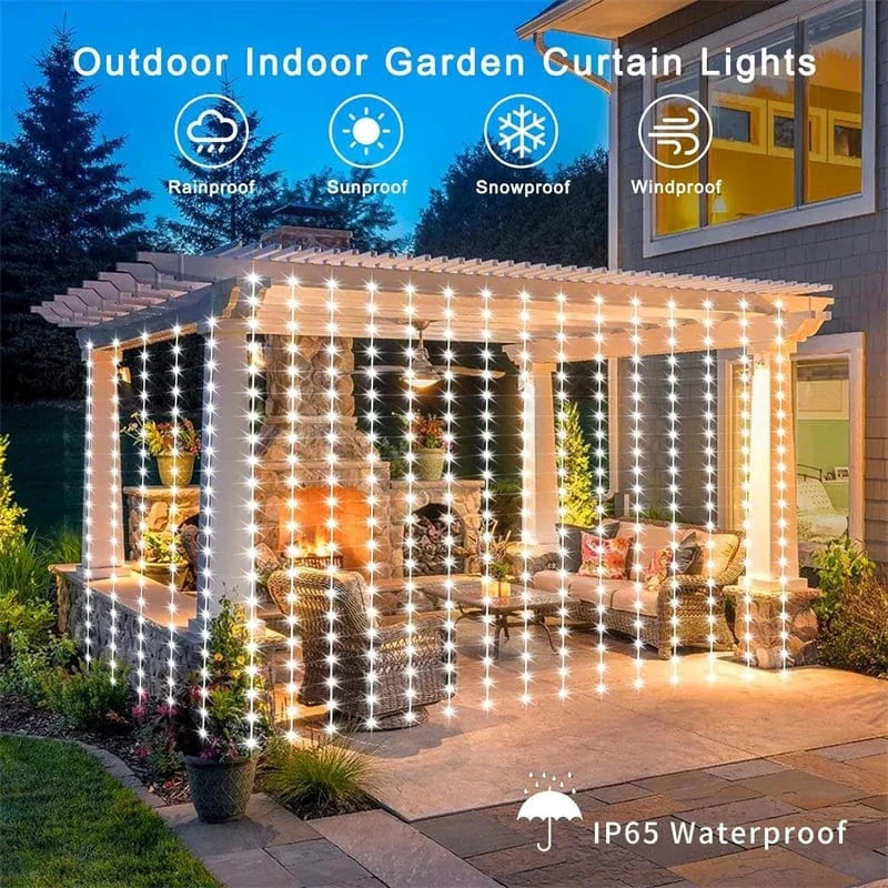 Verthara Solar LED Curtain Light - Copper Wire String Lights