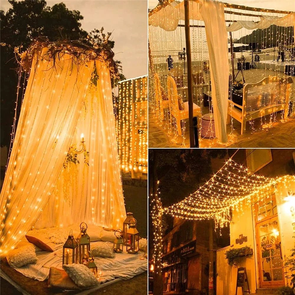 Verthara Solar LED Curtain Light - Copper Wire String Lights